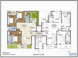 Floor Plans 3BHK(G+4) 1400 sft