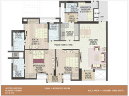 Floor Plans 3 BHK Plan_1430 Sq. ft.