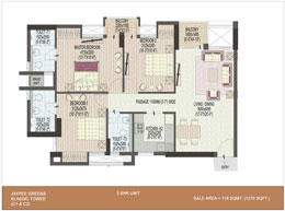 Floor Plans 3 BHK Unit1_1270 Sq. ft.
